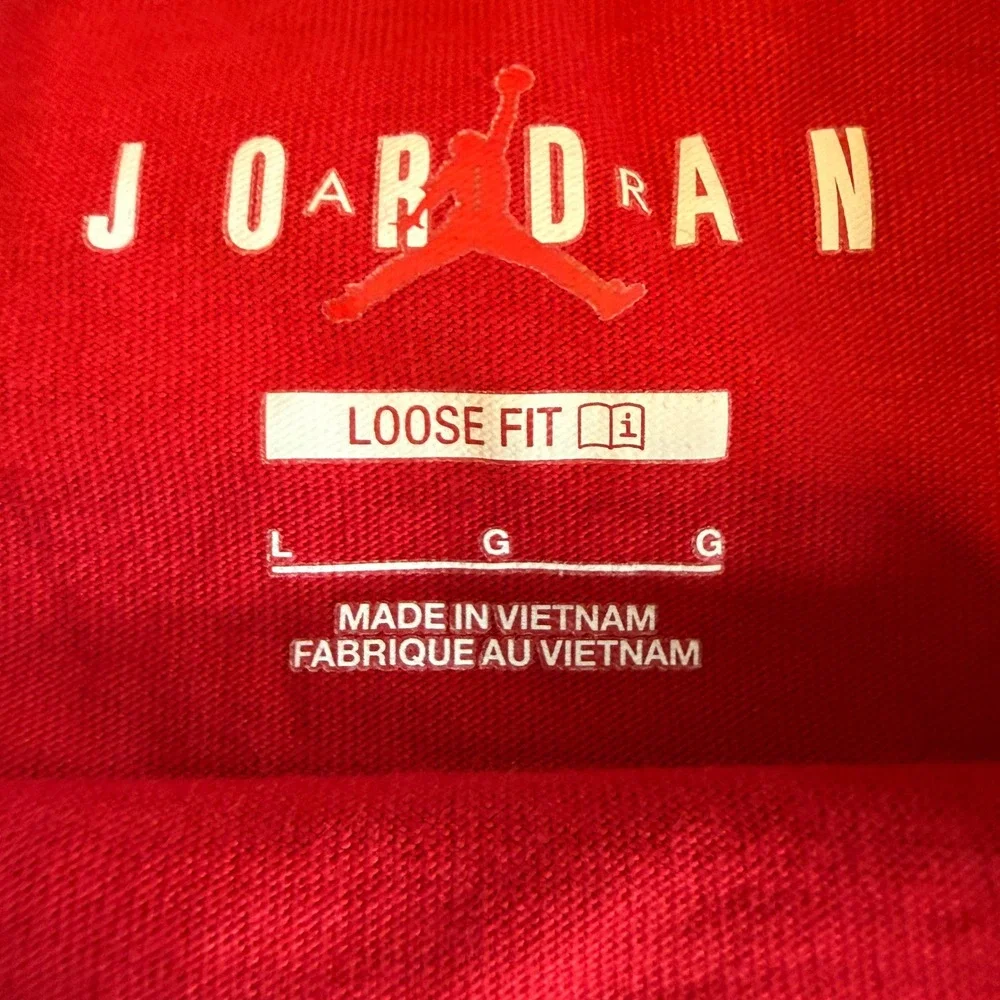 Jordan T-Shirt Mens Sz L Loose Fit Red Jumpman Logo Crew Neck Cotton Tee Short